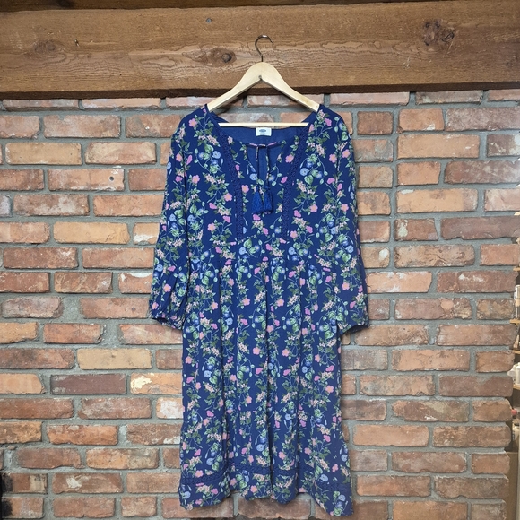 Old Navy Boho Floral Midi Dress – XXL – Lined – Tassel Detail – Side Zip - Picture 2 of 12